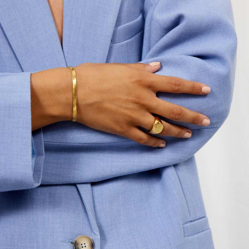 Rund Signet Ring 18K Guldbelagt