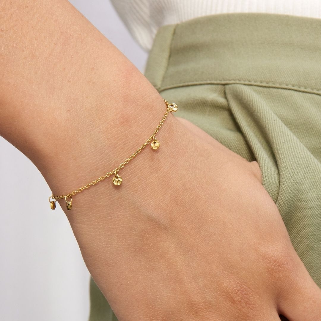 Hamret Drops Armbånd 18K Guldbelagt