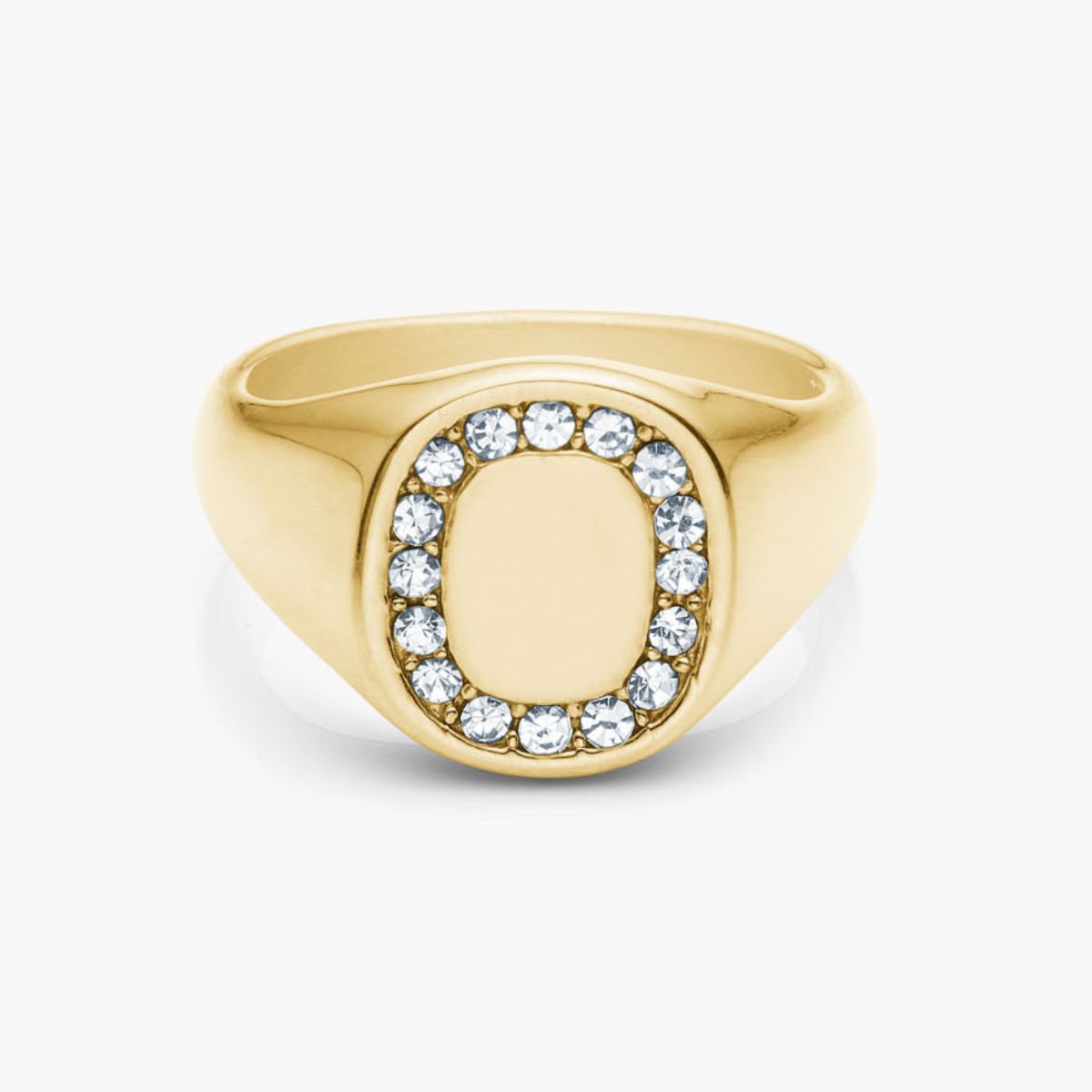 Firkantet Krystal Signet Ring 18K Guldbelagt