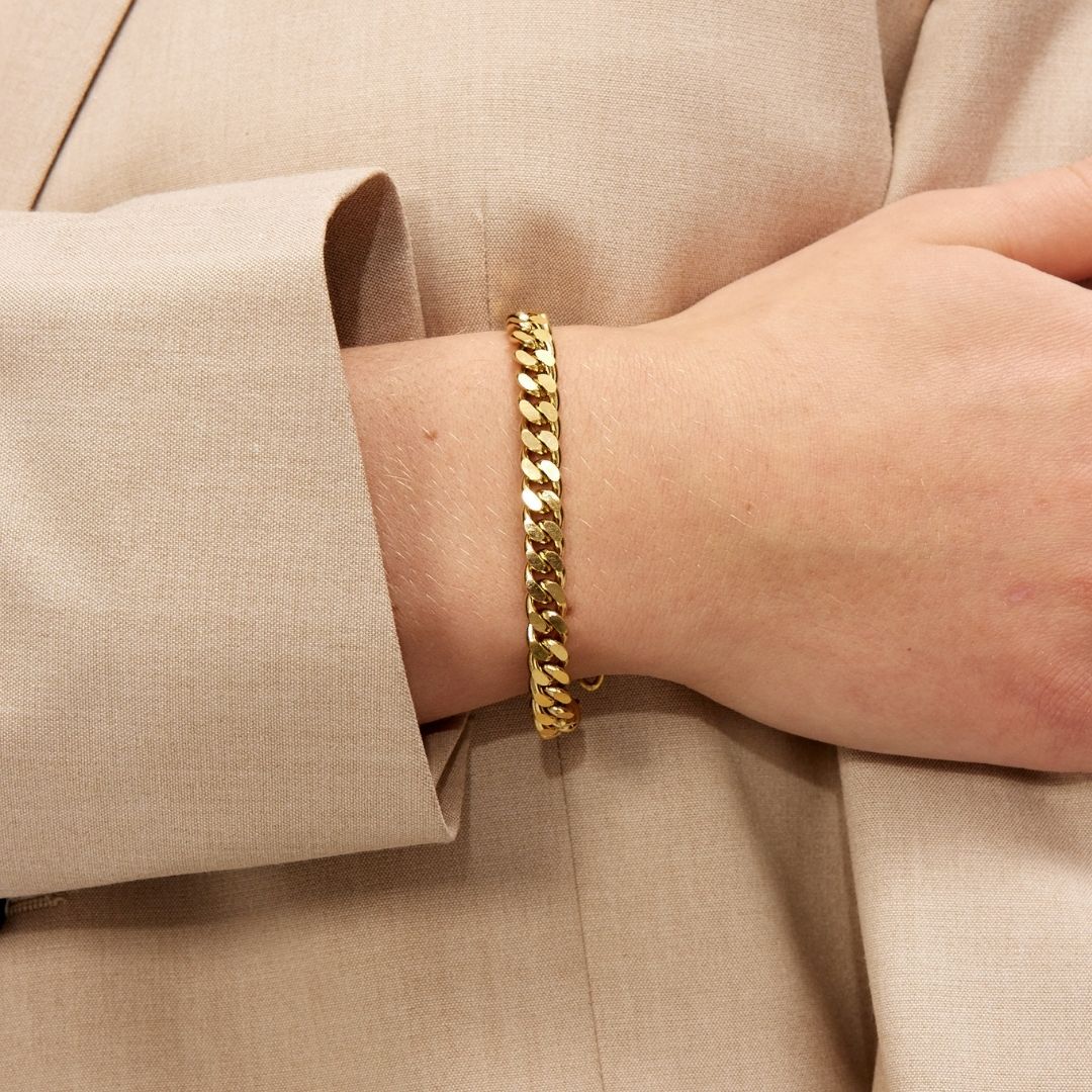 Panser Facet Armbånd 18K Guldbelagt 7mm