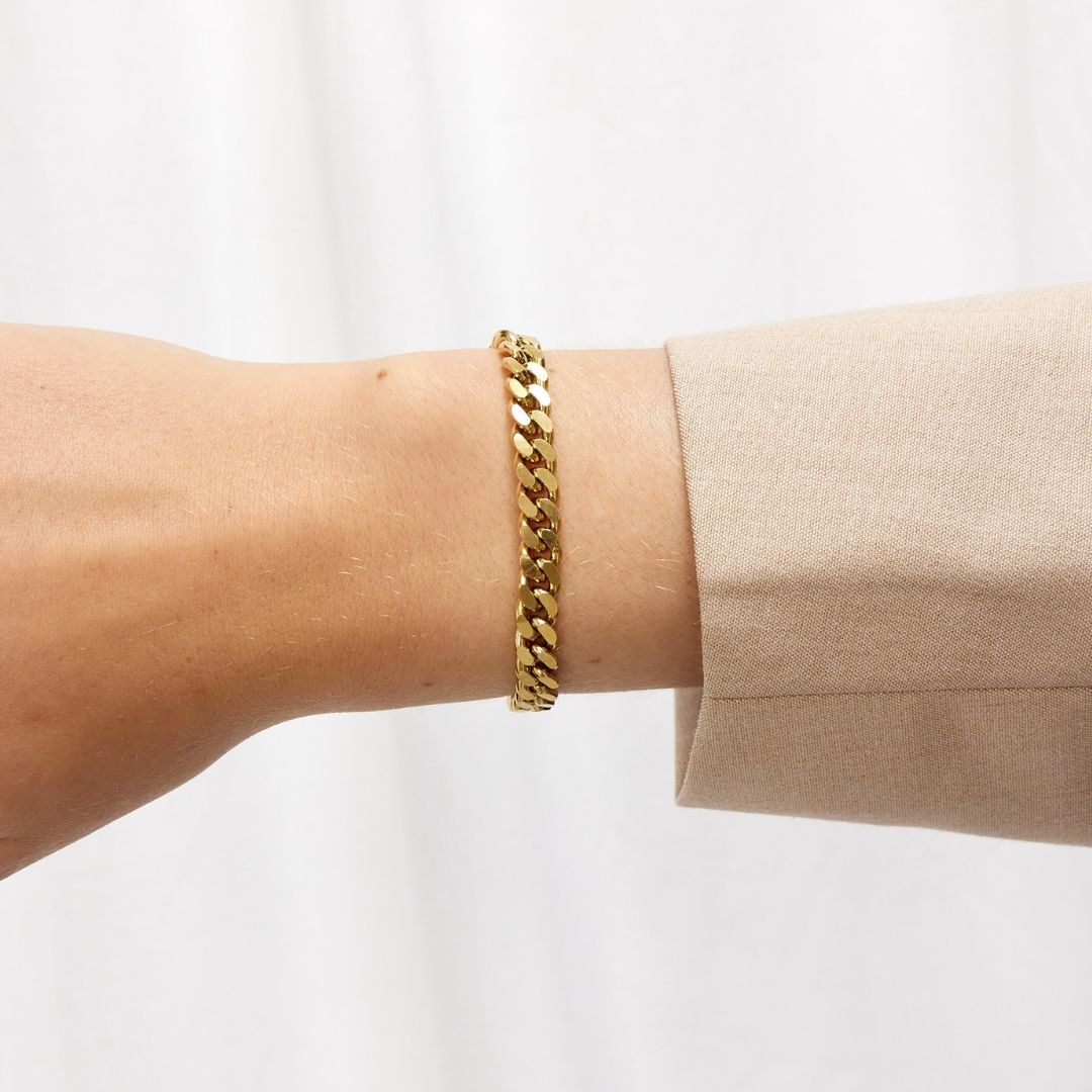 Panser Facet Armbånd 18K Guldbelagt 7mm