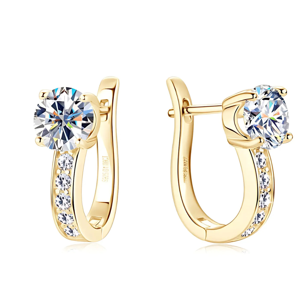 Huldra - Huggie-øreringe med Moissanite i 18k Guld