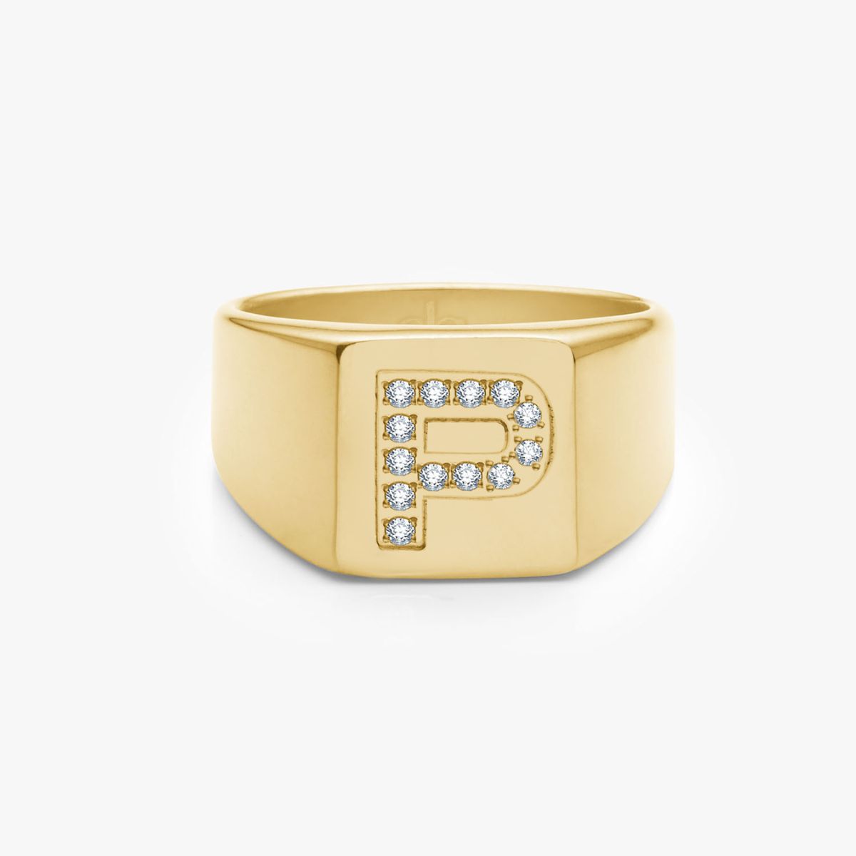 Krystal Bogstav Firkantet Signet Ring 18K Guldbelagt