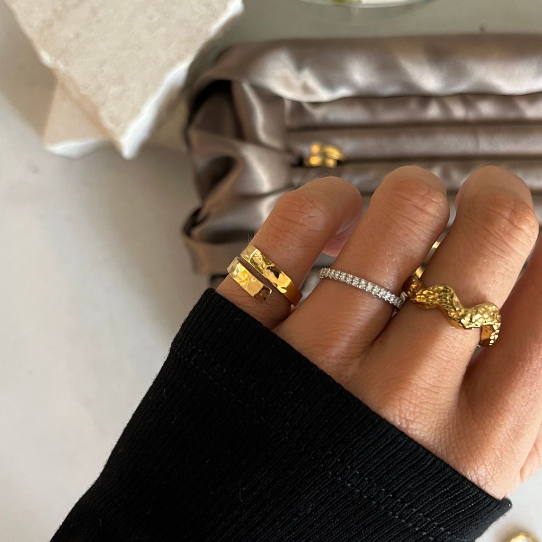 Scoria Wave Ring 18K Guldbelagt Lille