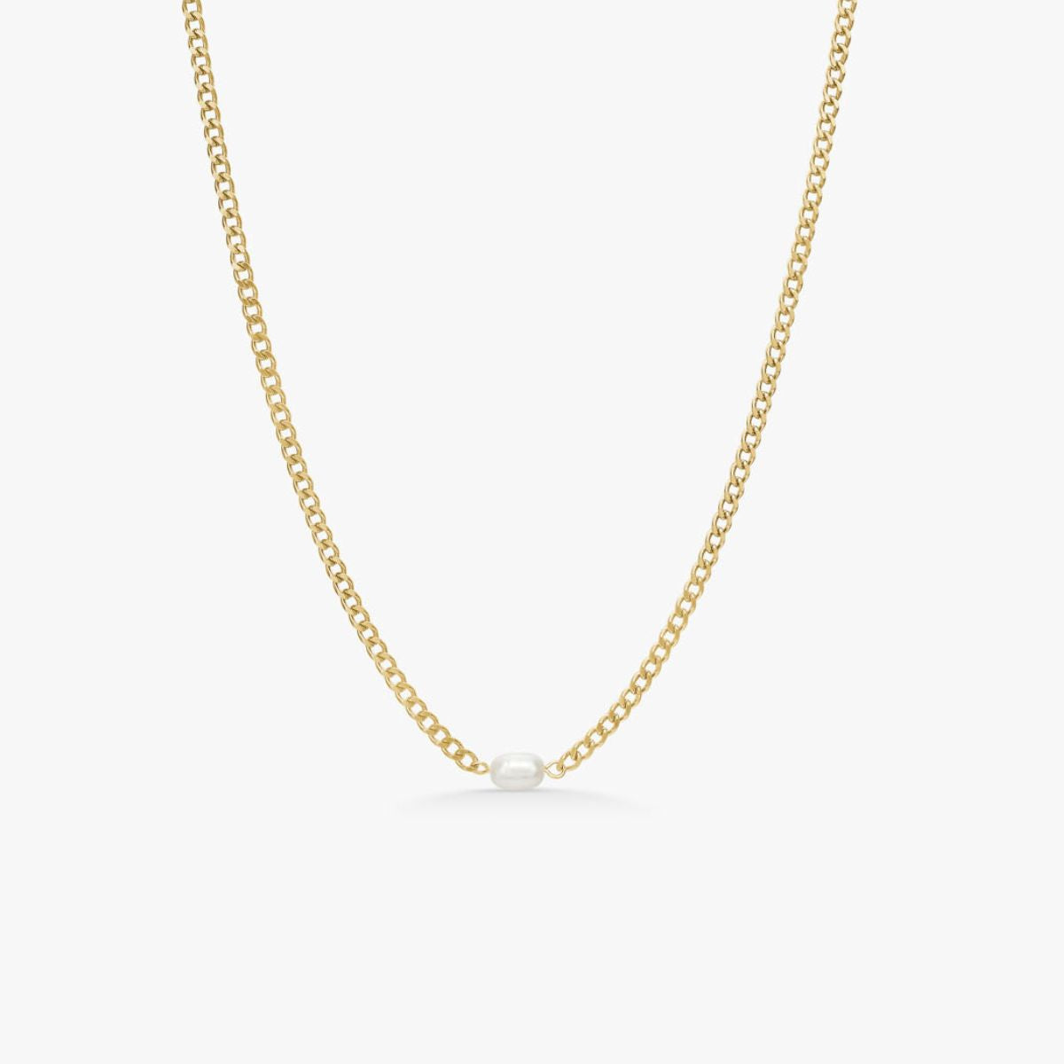 Panser Facet Solo Perle Halskæde 18K Guldbelagt 3mm