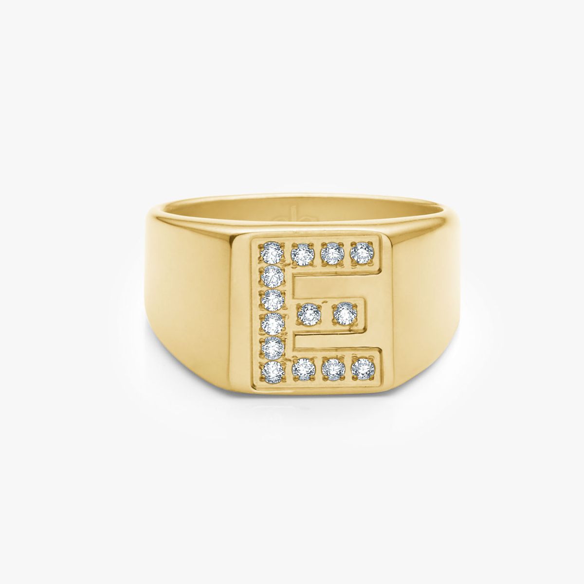Krystal Bogstav Firkantet Signet Ring 18K Guldbelagt