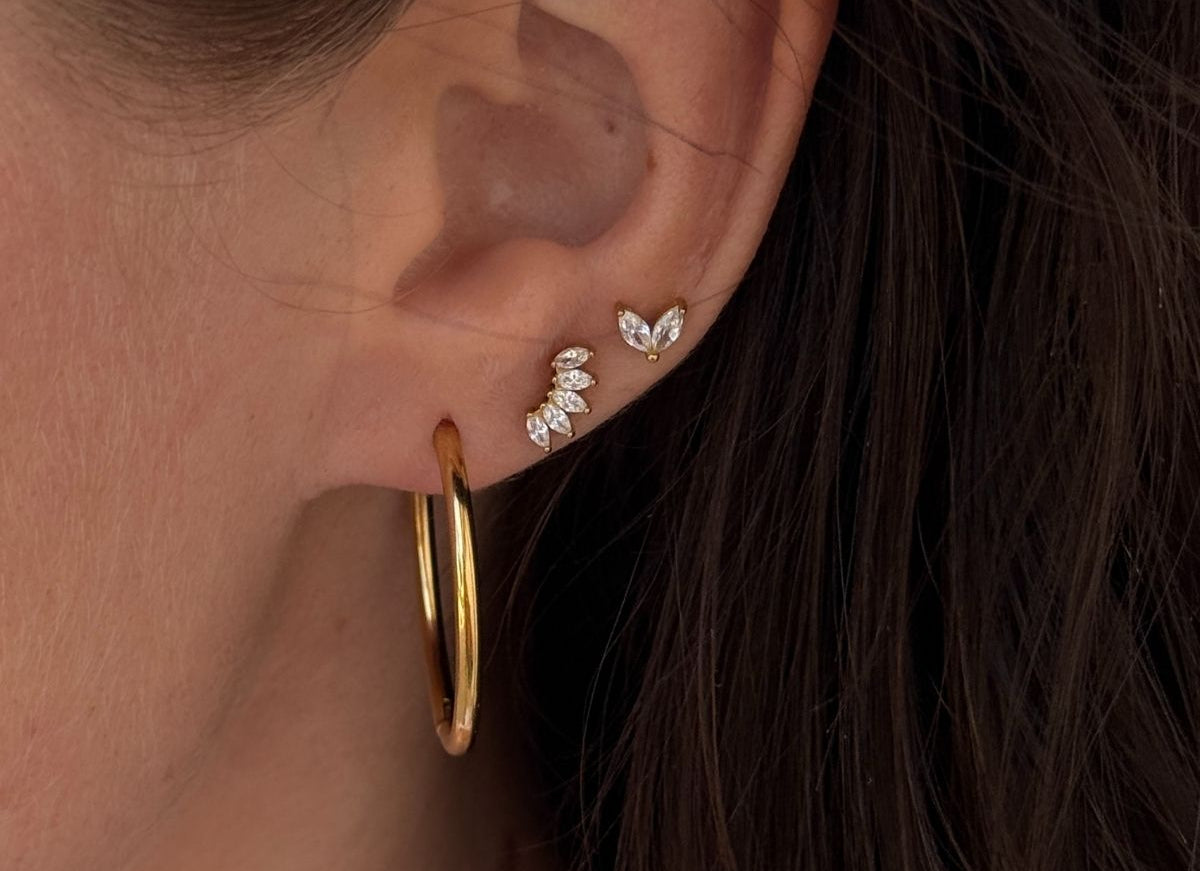 Sparkle Krystal Stud Øreringe 18K Guldbelagt