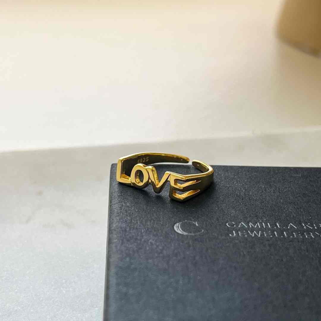 LOVE Signet Ring 18K Guldbelagt