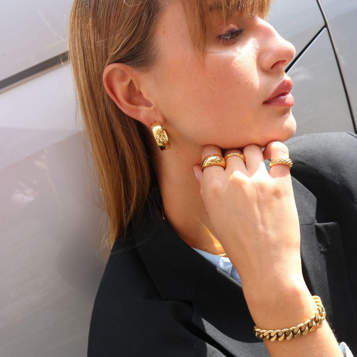 Chunky Hoops 18k Guldbelagt Stor