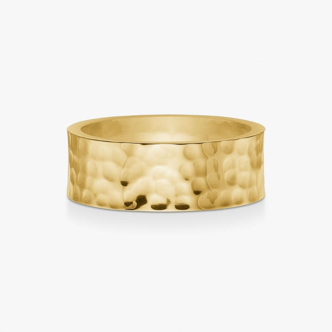 Hamret Band Ring 18K Guldbelagt 6mm