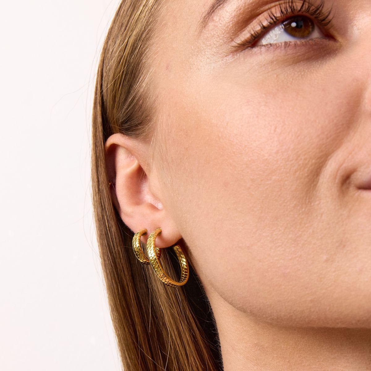 Flad Slange Hoops 18K Guldbelagt 25mm