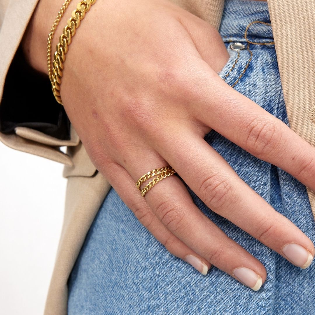 Panser Facet Ring 18k Guldbelagt 3mm