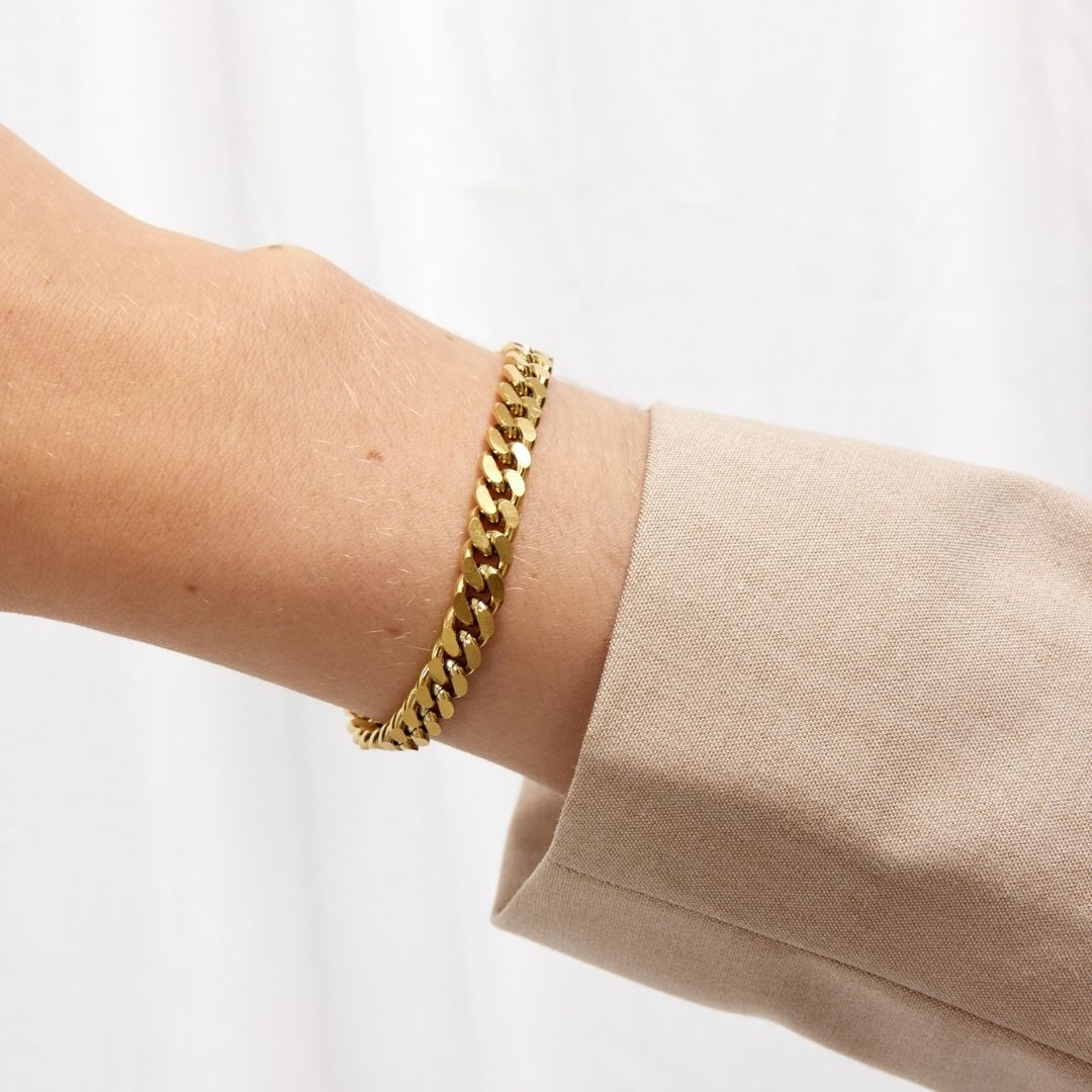 Panser Facet Armbånd 18K Guldbelagt 7mm