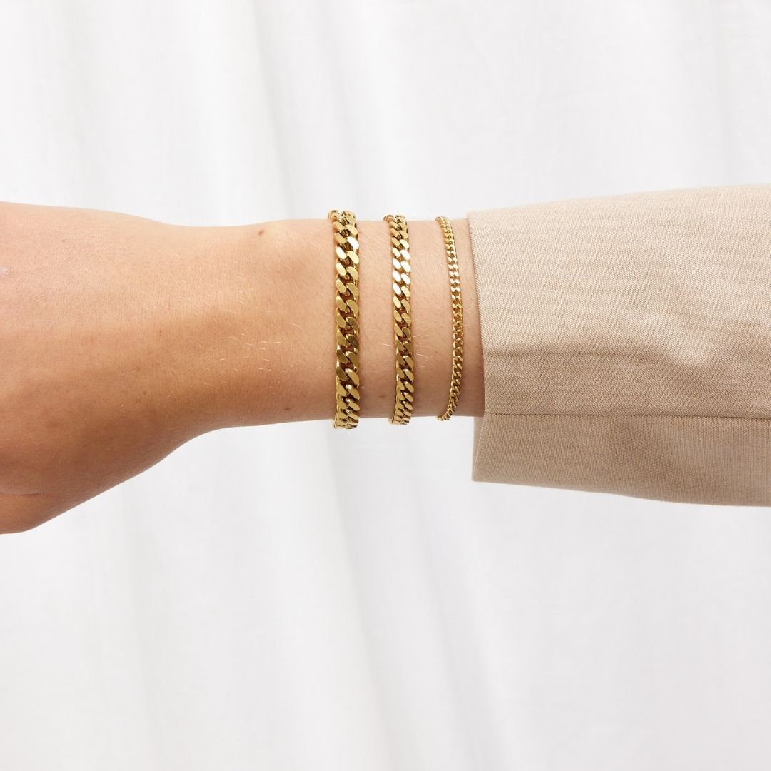 Panser Facet Armbånd 18K Guldbelagt 3mm
