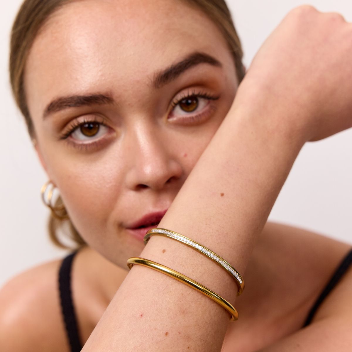 Krystal Bangle 18K Guldbelagt 4mm