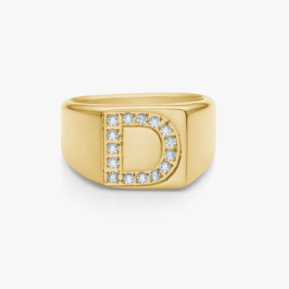 Krystal Bogstav Firkantet Signet Ring 18K Guldbelagt