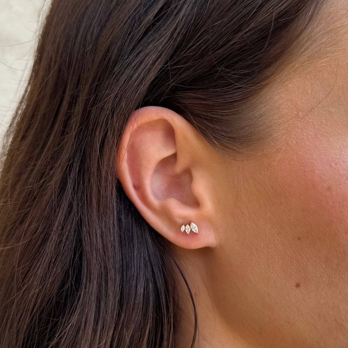 Trinity Krystal Stud Øreringe 18K Guldbelagt