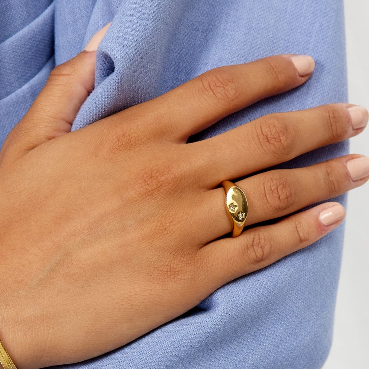 Star Oval Signet Ring 18K Guldbelagt