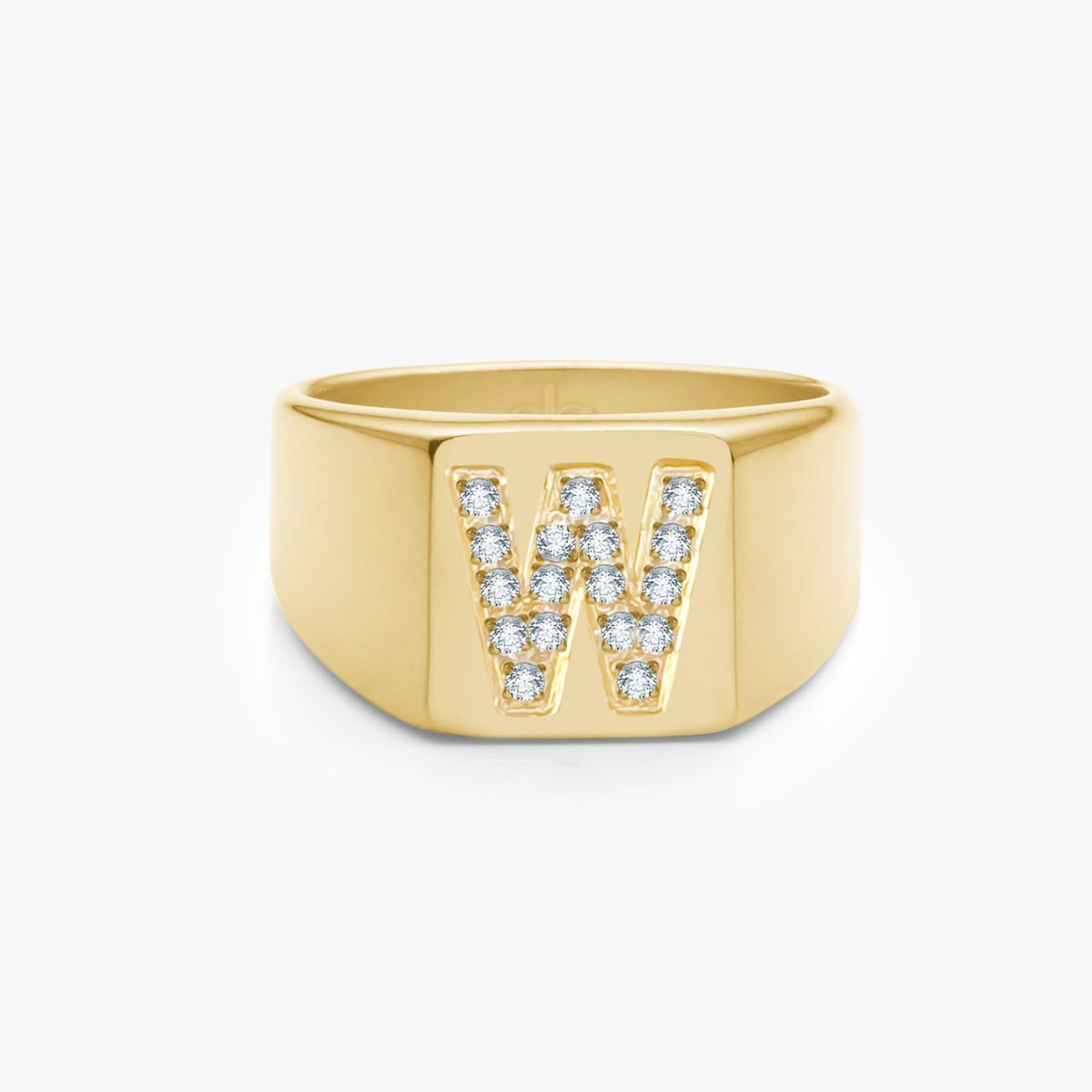 Krystal Bogstav Firkantet Signet Ring 18K Guldbelagt