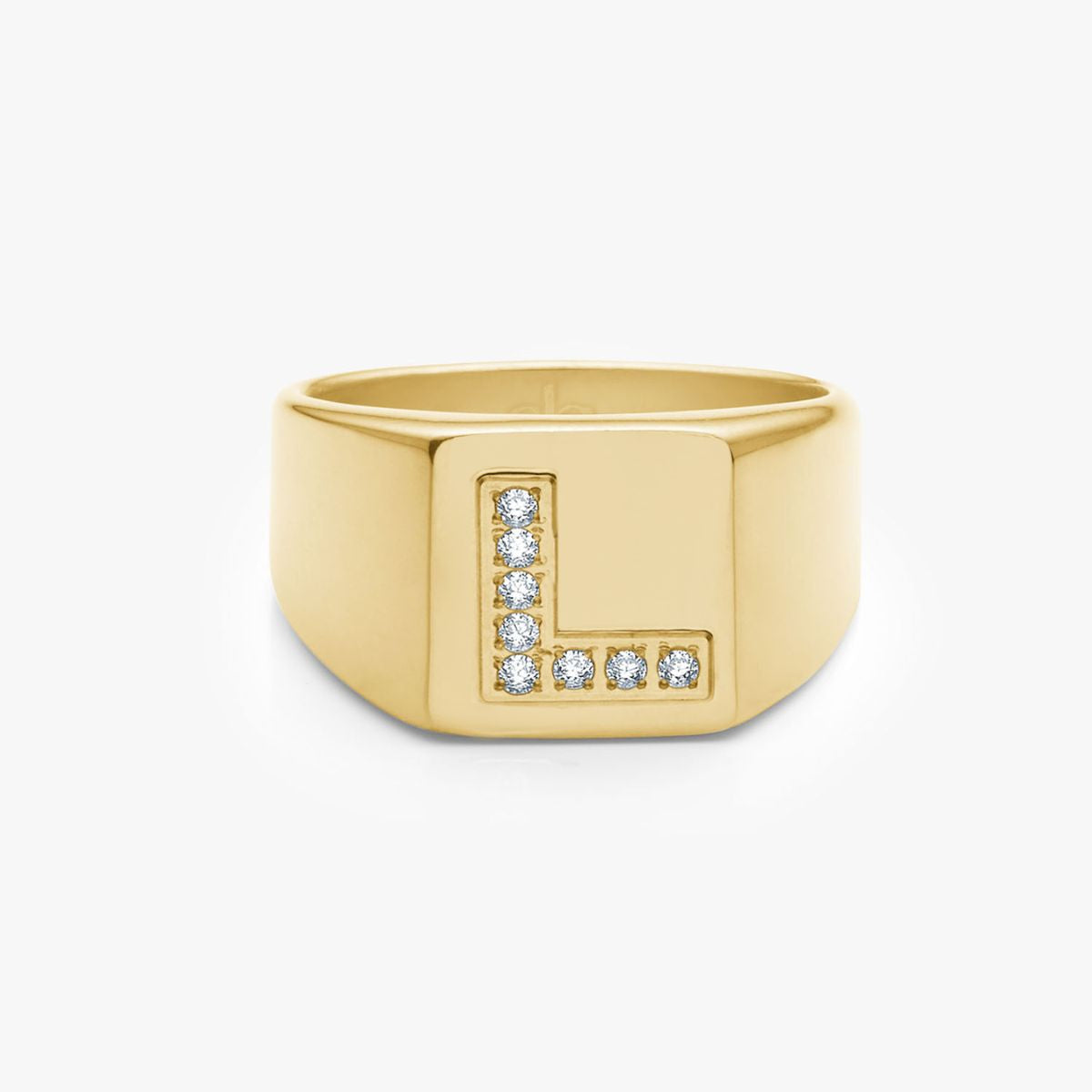 Krystal Bogstav Firkantet Signet Ring 18K Guldbelagt