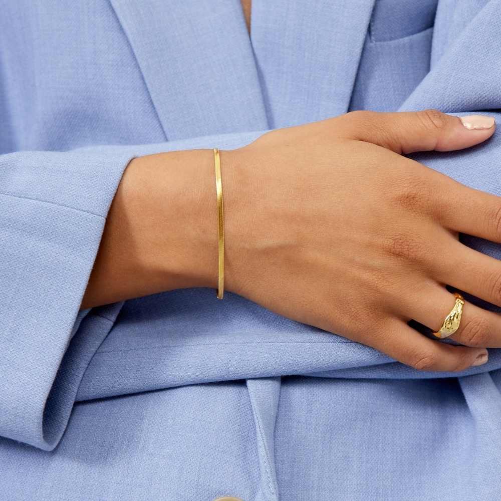 Flad Slange Armbånd 18K Guldbelagt 2mm