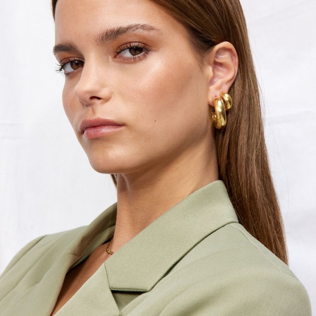 Chunky Hoops 18k Guldbelagt Stor