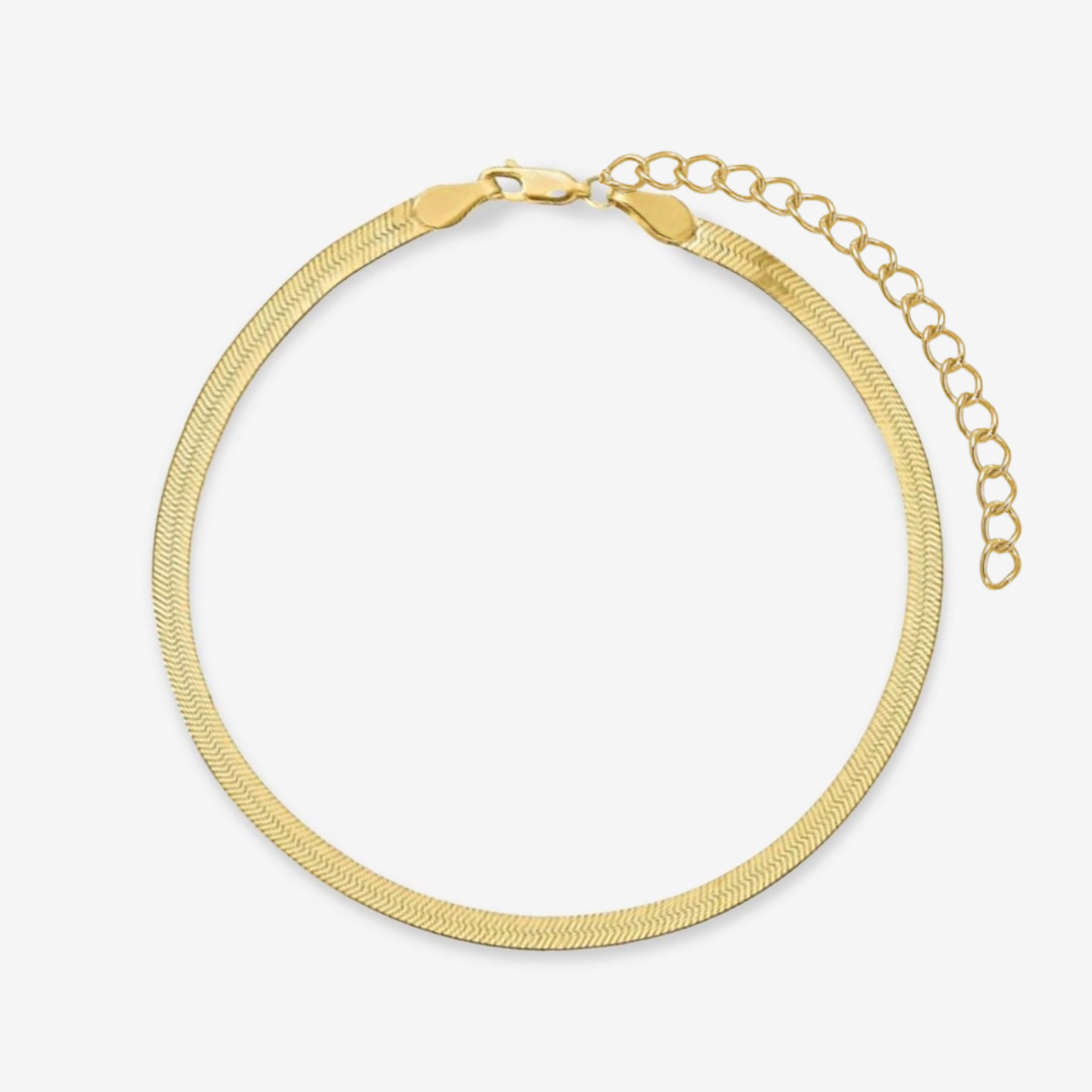 Flad Slange Ankelkæde 18K Guldbelagt 4mm
