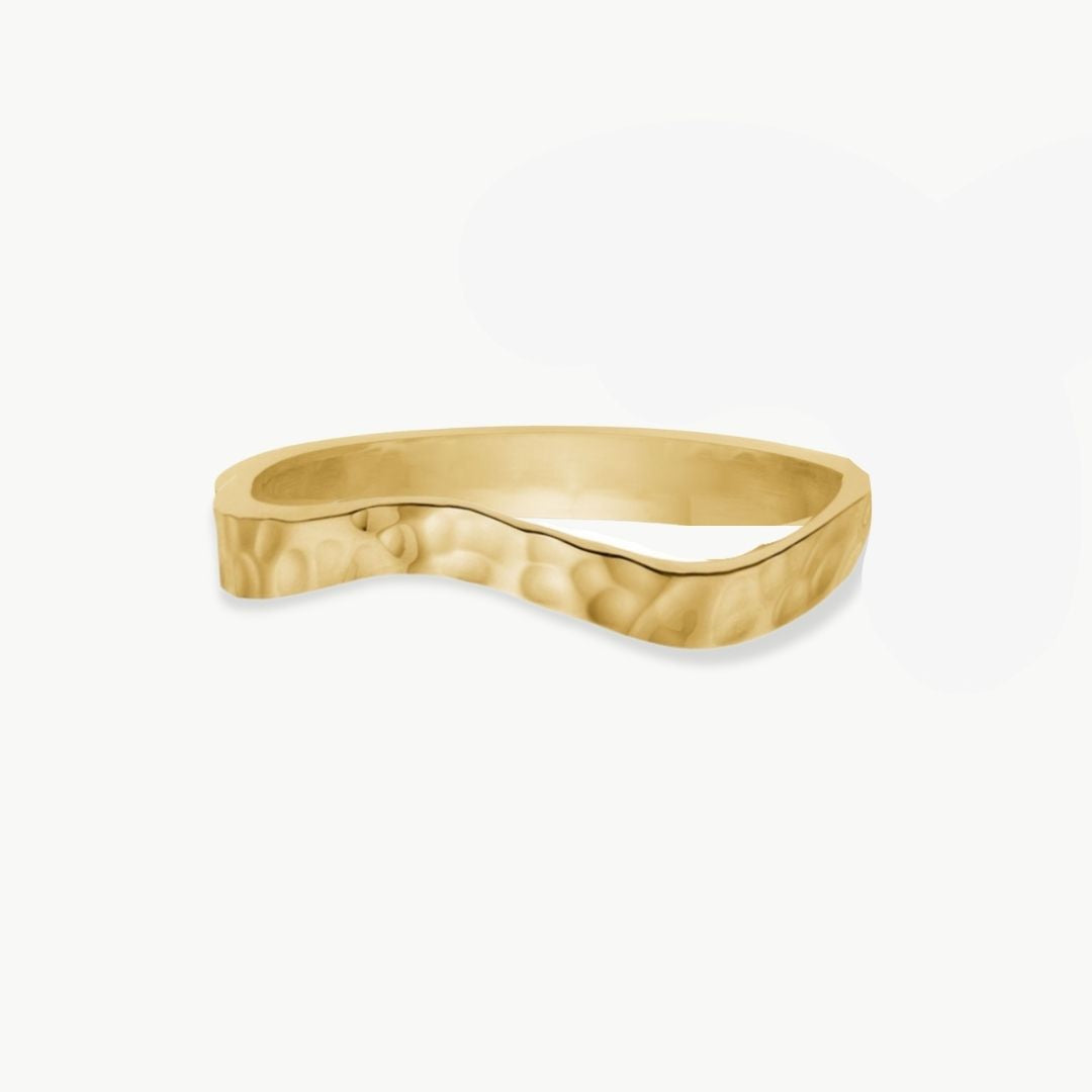 Hamret Wave Ring 18K Guldbelagt 2mm