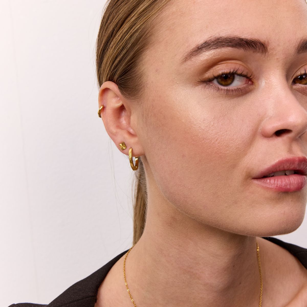 Sun Kiss Clover Stud Øreringe 18K Guldbelagt
