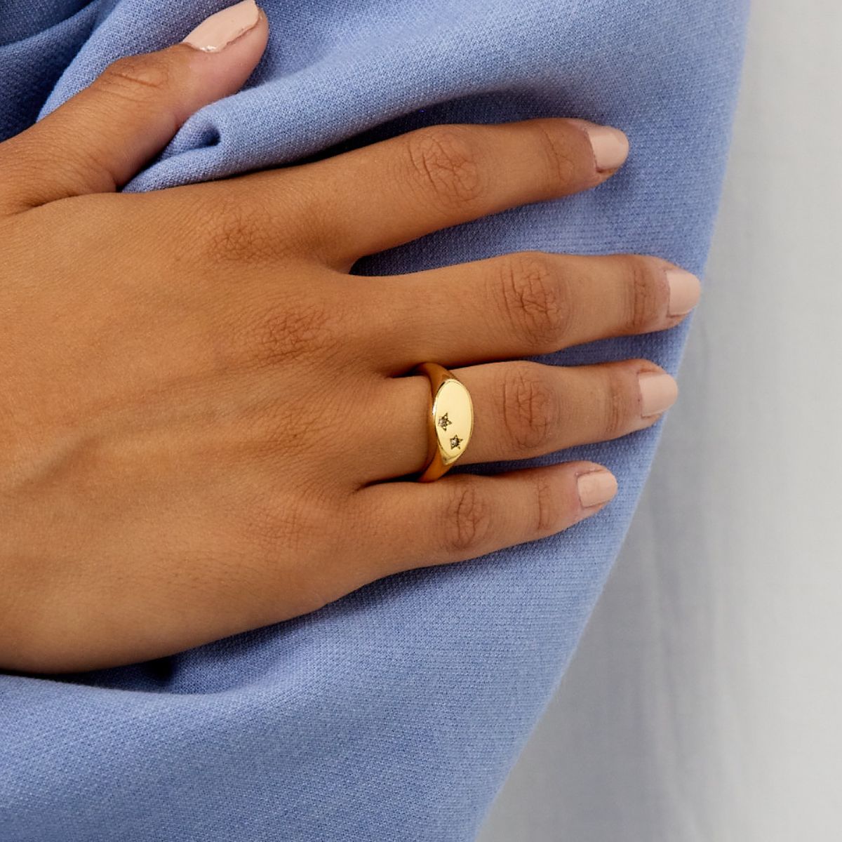 Star Oval Signet Ring 18K Guldbelagt
