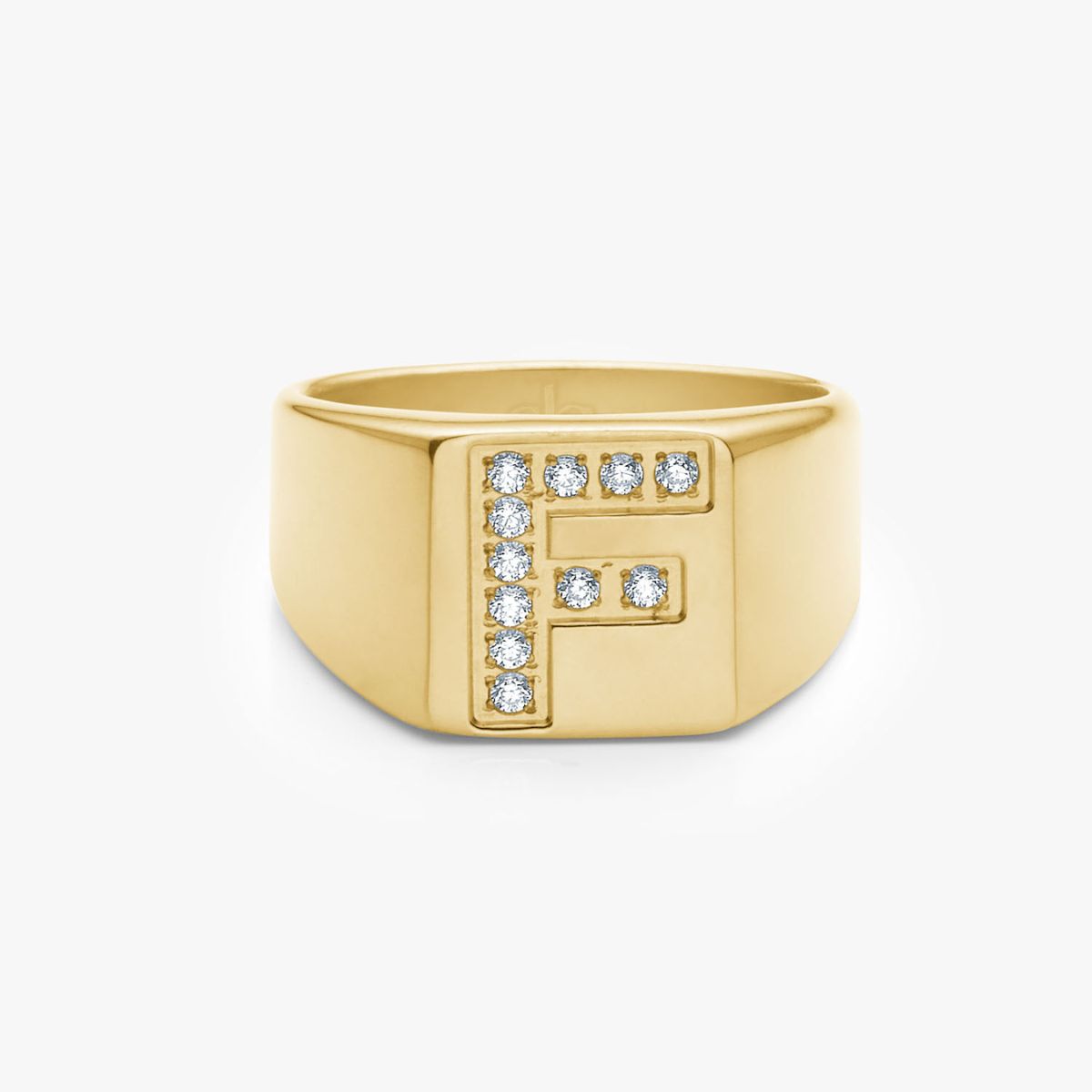 Krystal Bogstav Firkantet Signet Ring 18K Guldbelagt