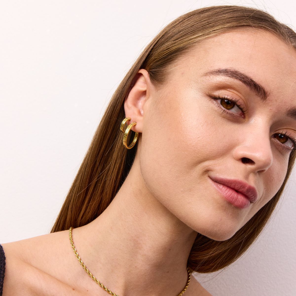 Flad Slange Hoops 18K Guldbelagt 25mm