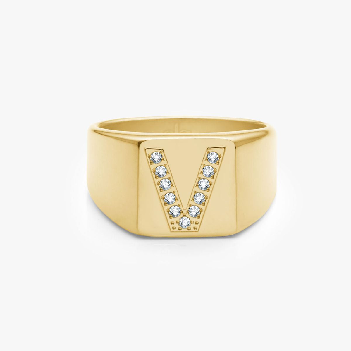 Krystal Bogstav Firkantet Signet Ring 18K Guldbelagt