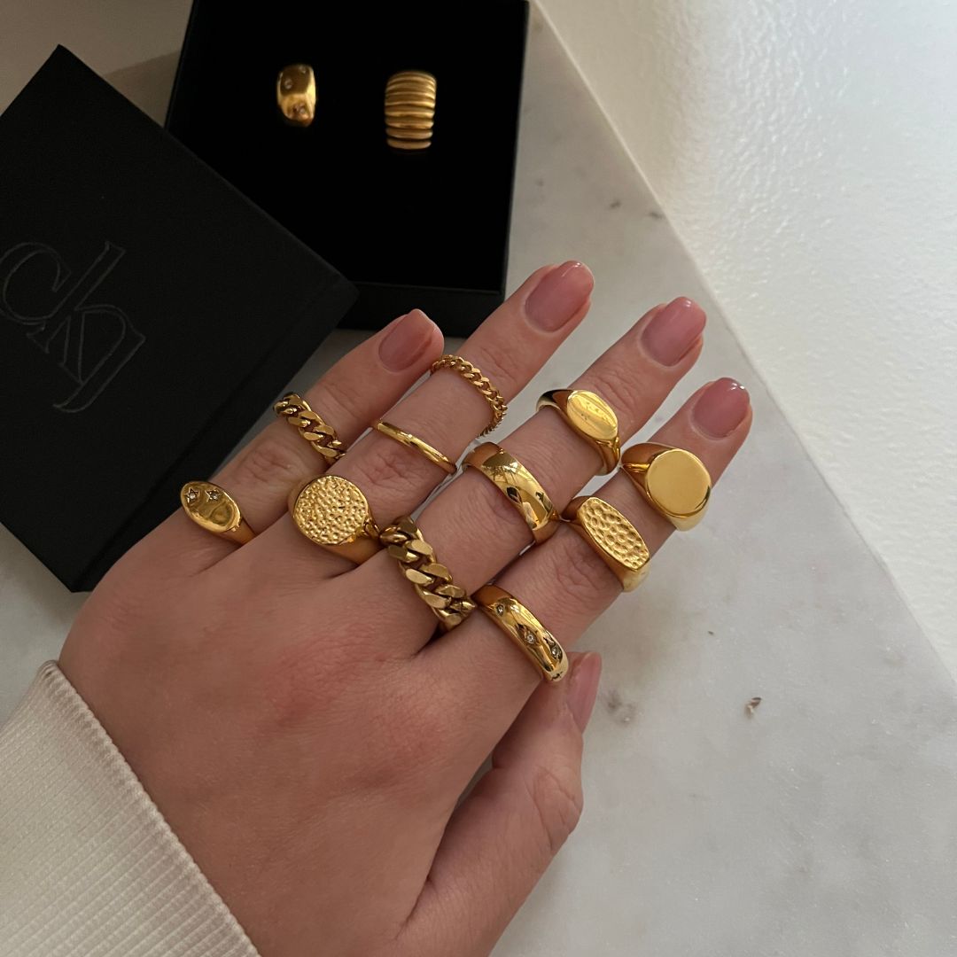 Panser Facet Ring 18k Guldbelagt 7mm