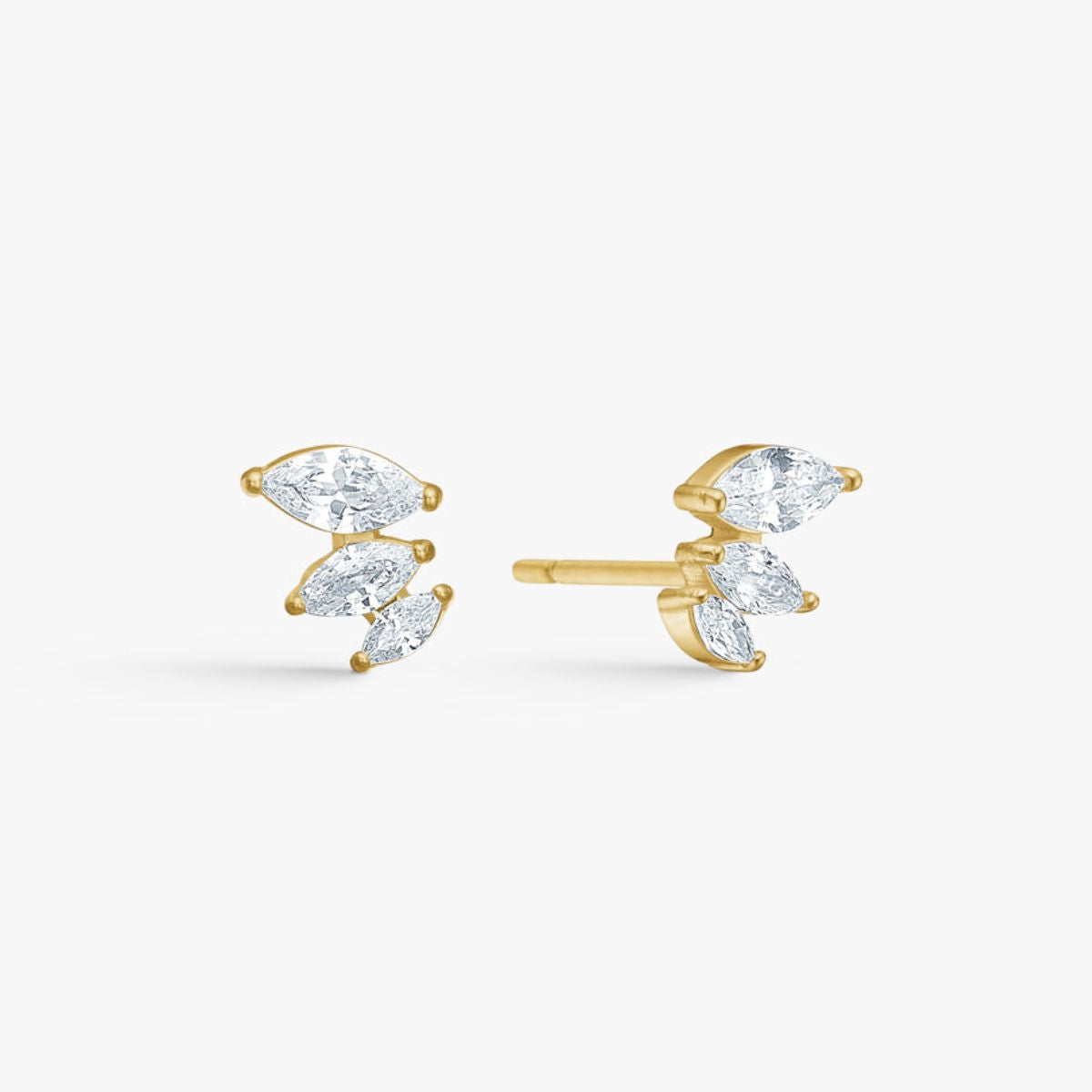 Trinity Krystal Stud Øreringe 18K Guldbelagt