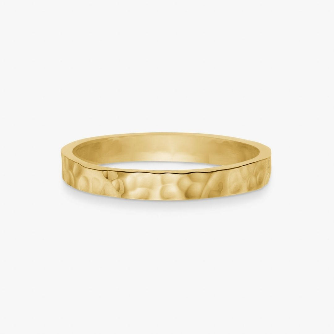 Hamret Band Ring 18K Guldbelagt 2mm