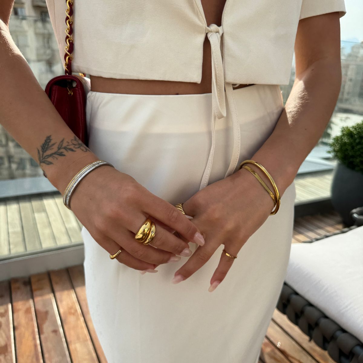 Krystal Bangle 18K Guldbelagt 4mm