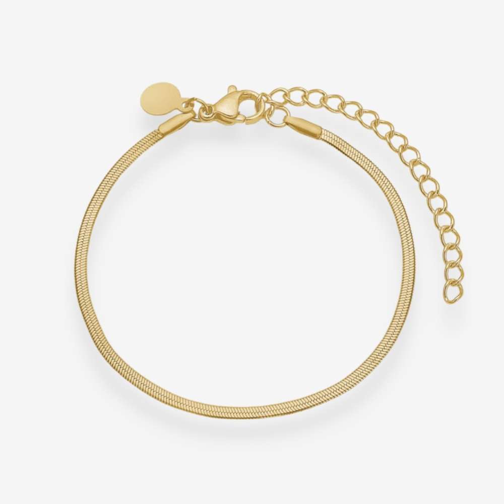 Flad Slange Armbånd 18K Guldbelagt 2mm