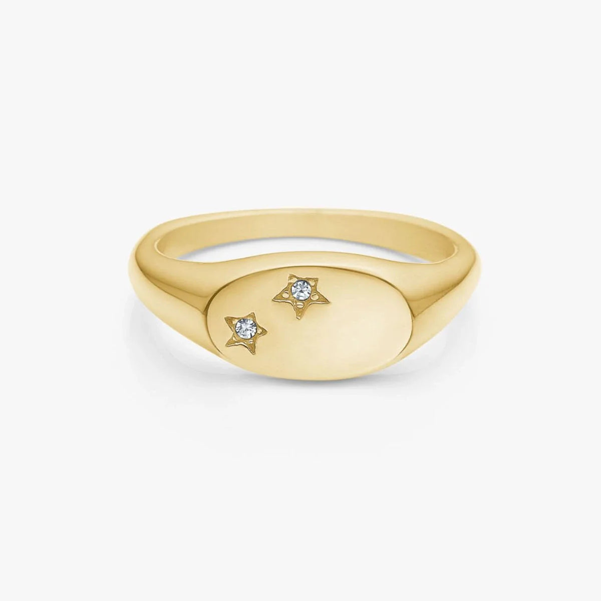 Star Oval Signet Ring 18K Guldbelagt