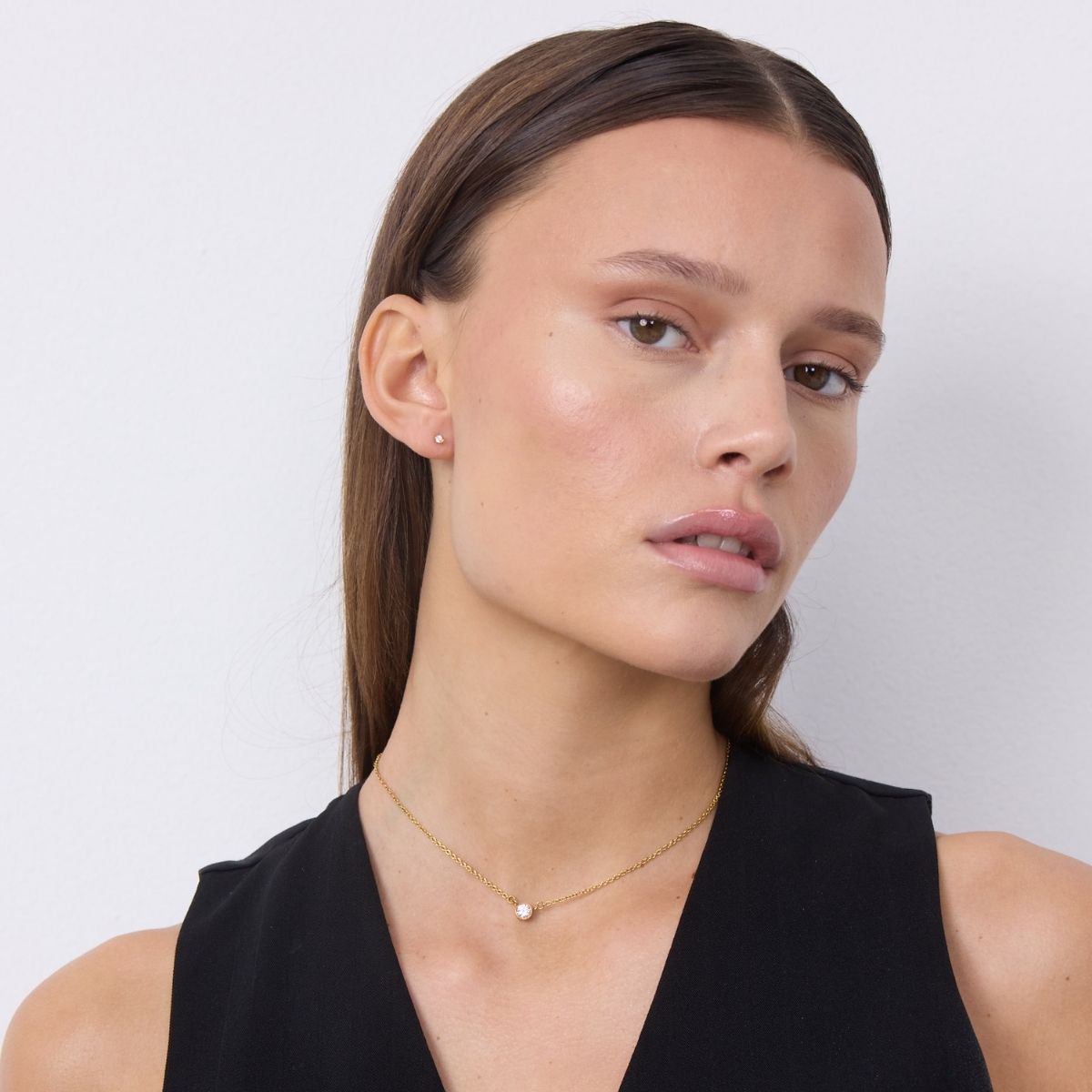 Classic Krystal Stud Øreringe 18K Guldbelagt 2mm