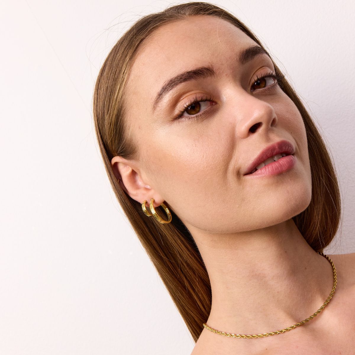 Flad Slange Hoops 18K Guldbelagt 25mm
