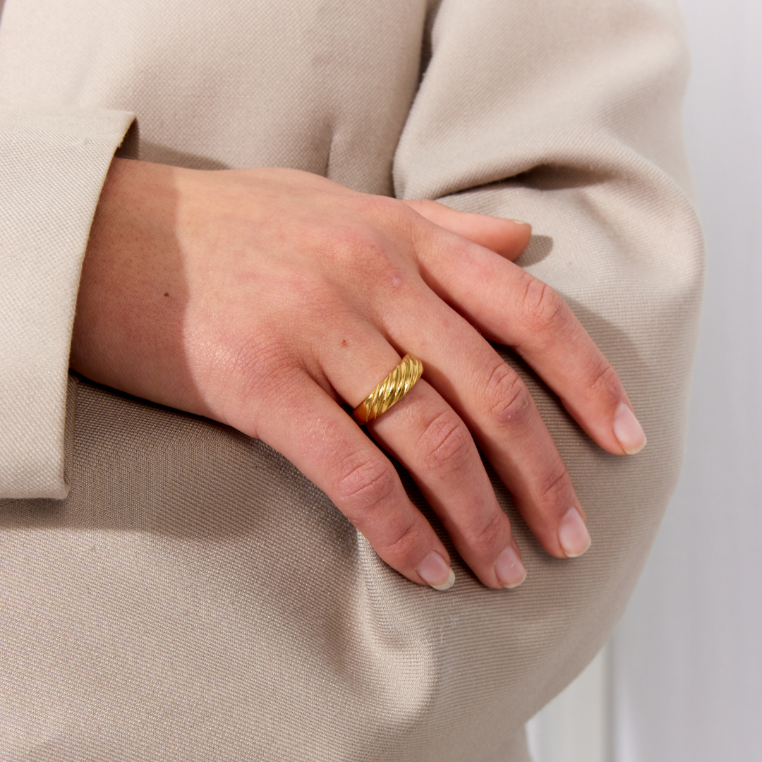 Classic Twist Dome Ring 18K Guldbelagt