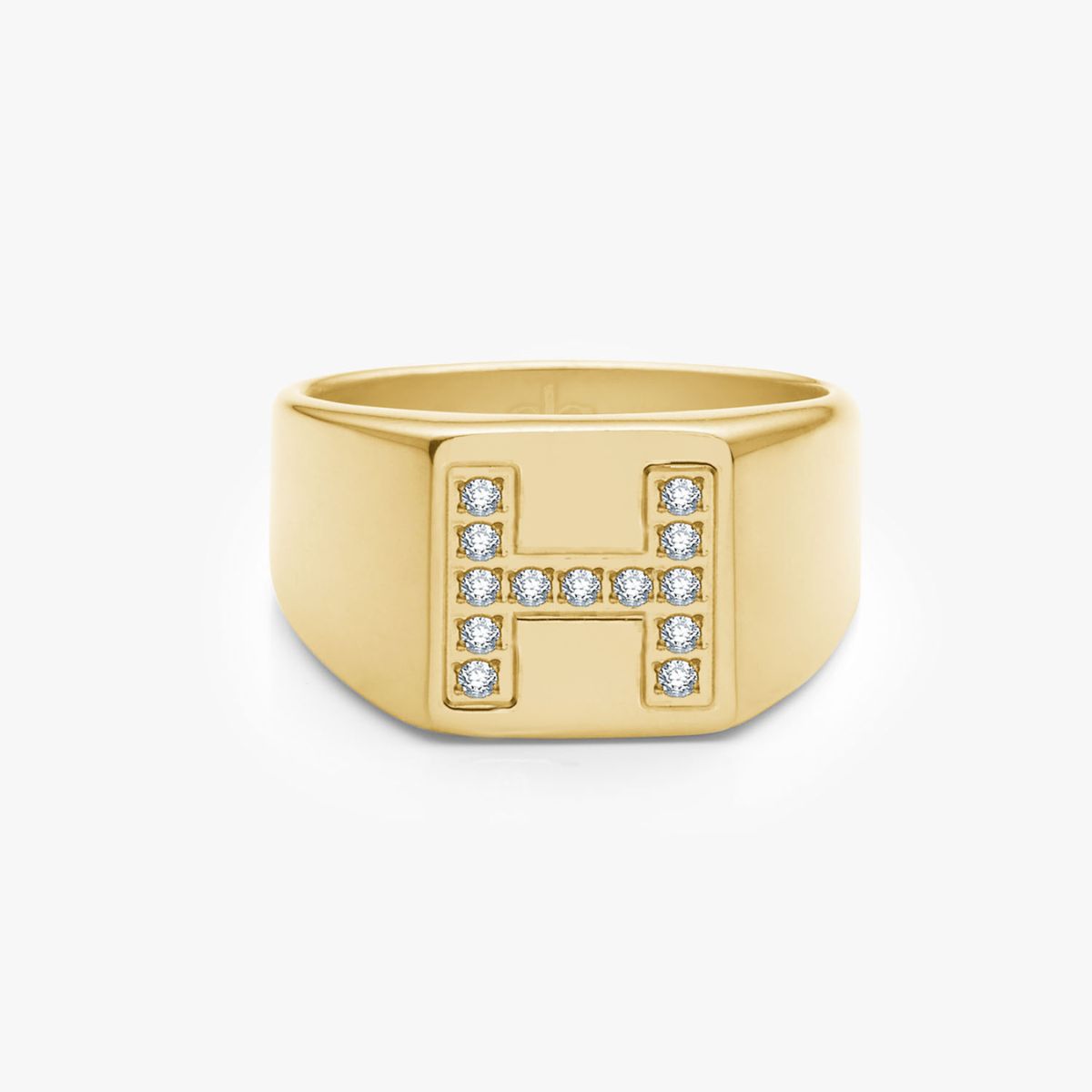 Krystal Bogstav Firkantet Signet Ring 18K Guldbelagt