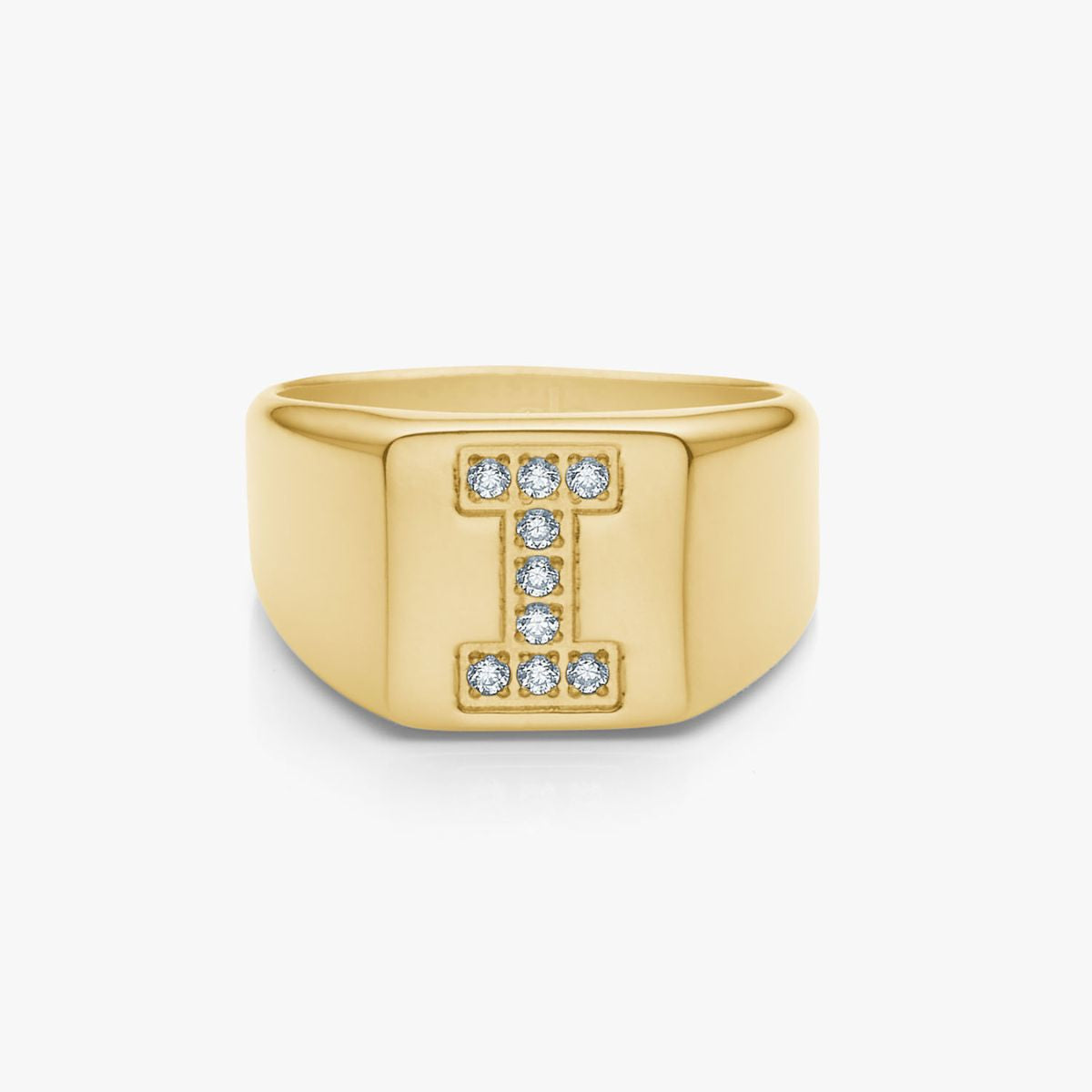 Krystal Bogstav Firkantet Signet Ring 18K Guldbelagt