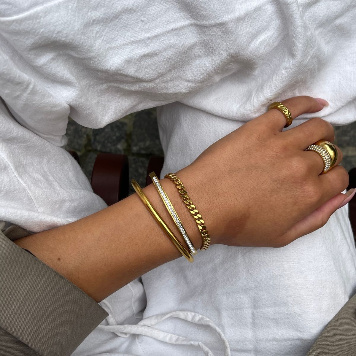 Krystal Bangle 18K Guldbelagt 4mm