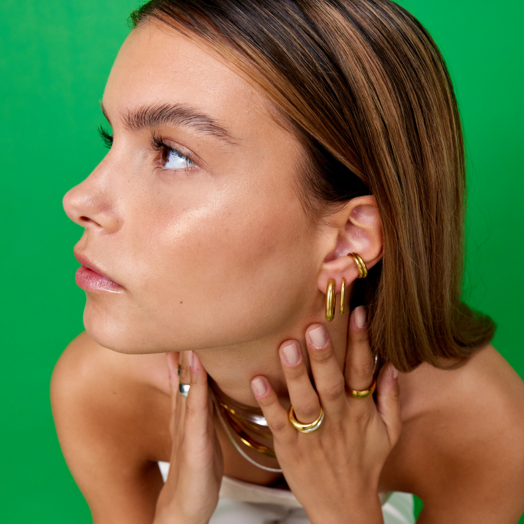 Ovale Hoops 18K Guldbelagt 20mm Lille
