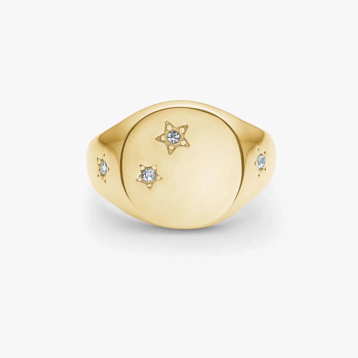 Star Rund Signet Ring 18K Guldbelagt