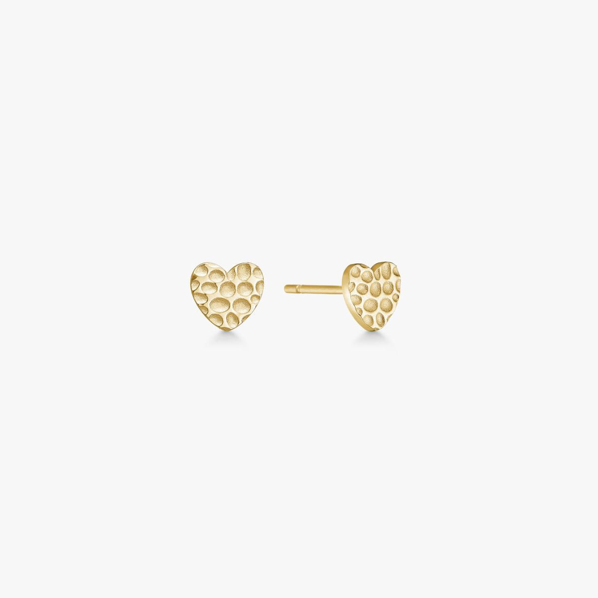 Hamret Stud Øreringe 18K Guldbelagt Heart