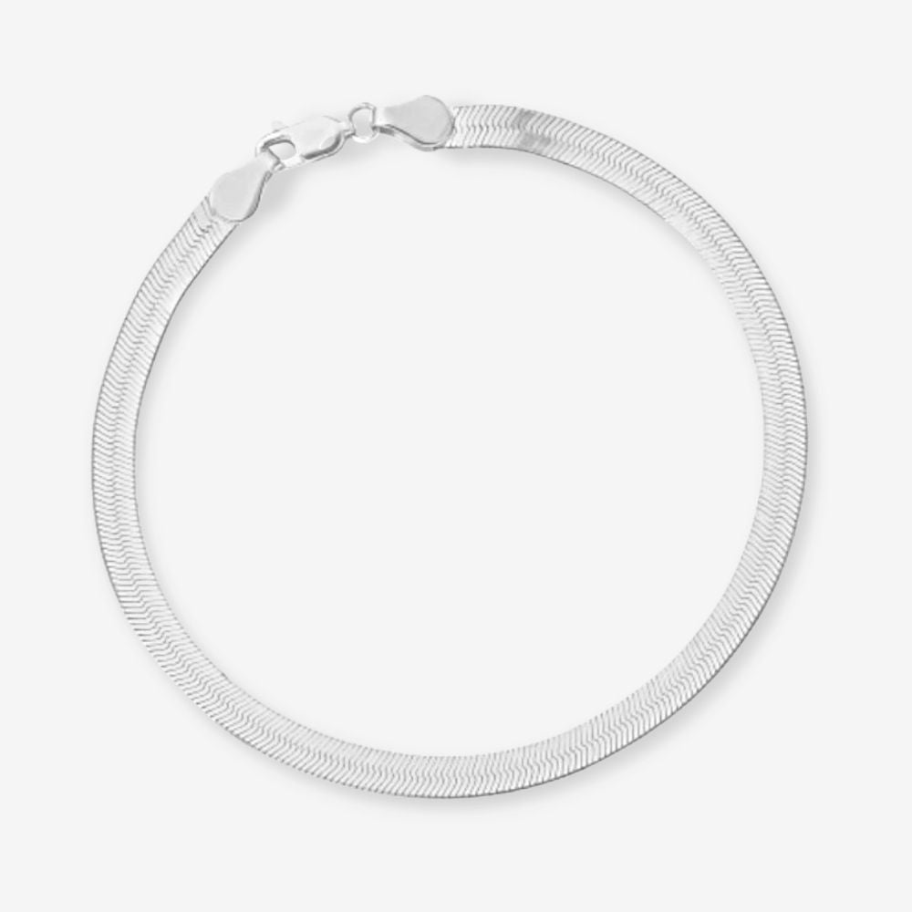 Flad Slange Armbånd 925 Sølvbelagt 4mm