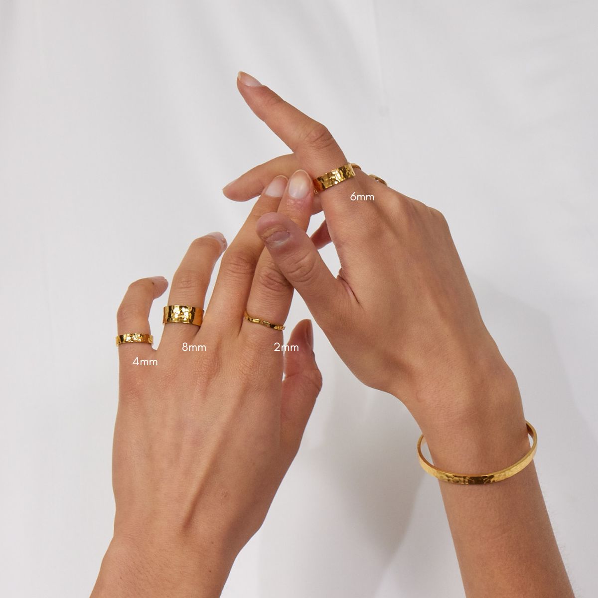 Hamret Band Ring 18K Guldbelagt 2mm